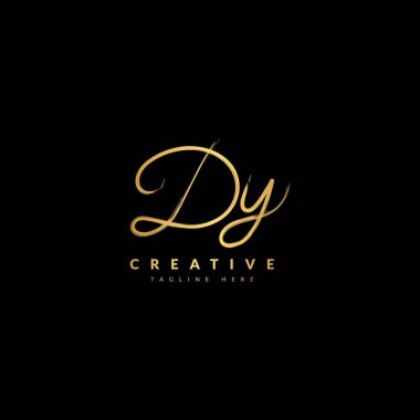 İlk olarak DY el yazısıyla imzalı logoti. Şirket ve iş logosu tipografisi. Vektör logosu tasarımı.