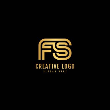 FS Çizgili Kombine Logo Tasarımı. Şirket ve İş Logosu için Tipografi.