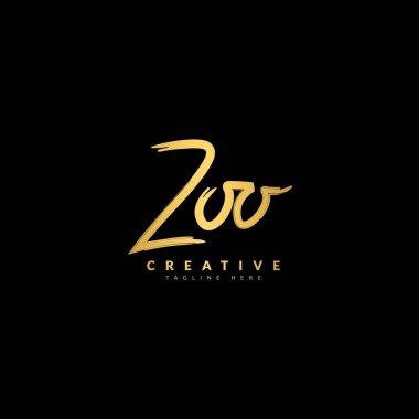 İlk Zoo el yazısı logoti. Şirket ve iş logosu tipografisi. Vektör logosu tasarımı.