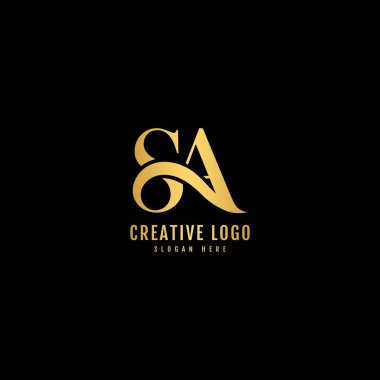 SA Kombinasyon Metin Logosu. Minimalist harf kavramı. Şirket ve İş Logosu için Tipografi.
