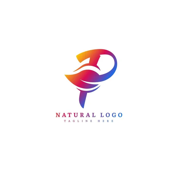 Carta Inicial Com Elemento Conceito Vetor Logotipo Folha Logotipo Letra — Vetor de Stock