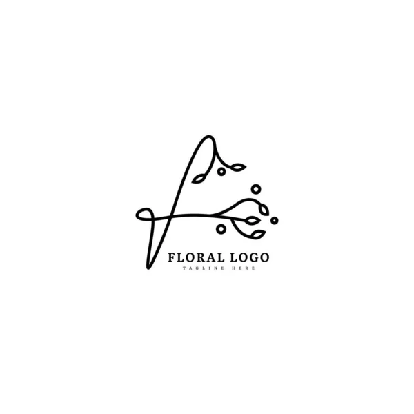 Logotipo Inicial Monograma Minimalis Com Ornamento Florescente Tipografia Para Empresa — Vetor de Stock