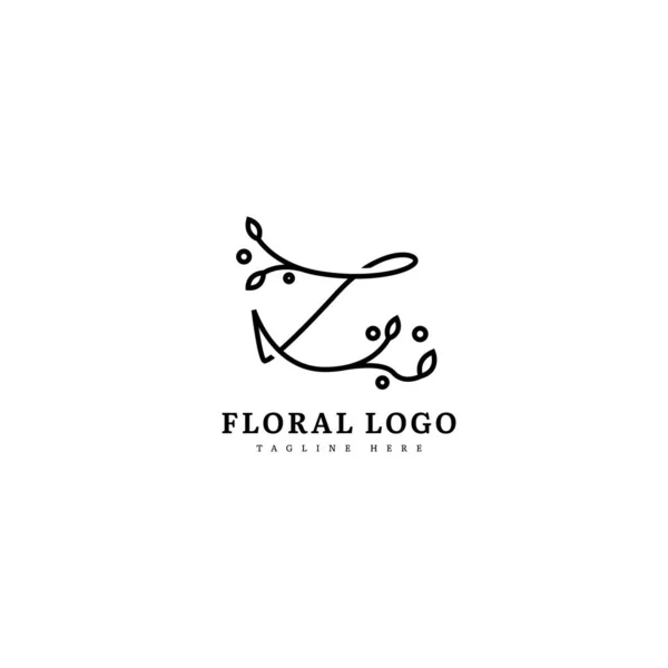 Logotipo Inicial Monograma Minimalis Com Ornamento Florescente Tipografia Para Empresa — Vetor de Stock