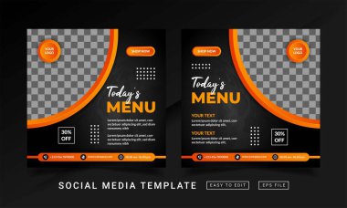 Broşür veya sosyal medya temalı restoran yemeği menüsü şablonu