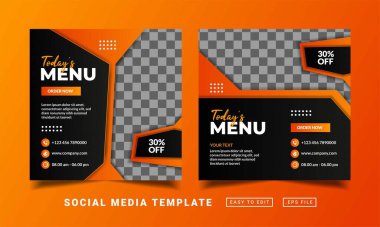 Broşür veya sosyal medya temalı yemek menüsü şablonu