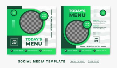 Broşür veya sosyal medya temalı organik gıda menüsü şablonu yayınladı