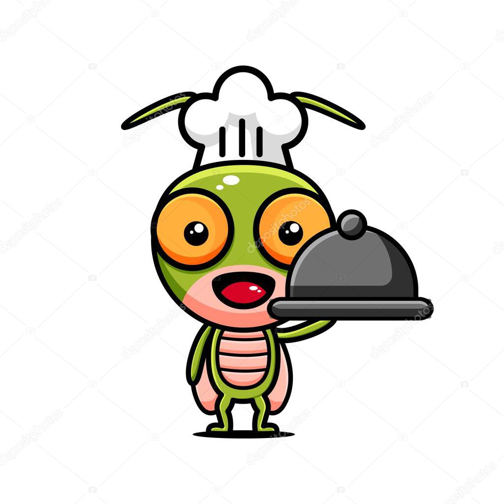cute grasshopper character design themed cooking class