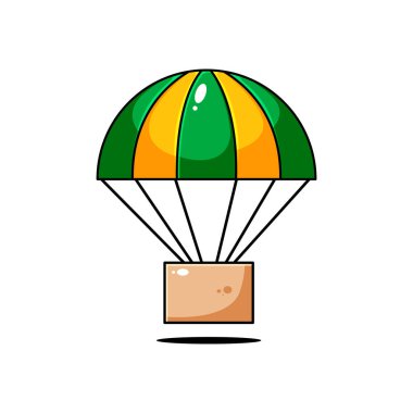 Vektör paraşüt çizimi. Ana hatlı paraşüt tasarımı çıkartmalar, simgeler, maskotlar, logolar, klipsler ve diğer grafik amaçlar için uygundur.