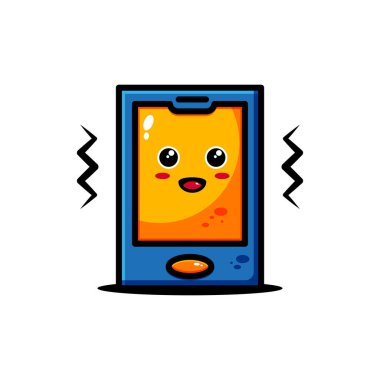 vektör şirin telefon illüstrasyon tasarımı. Ana hatlı şirin telefon çıkartmalar, simgeler, maskotlar, logolar, klip sanatı ve diğer grafik amaçlar için uygundur.