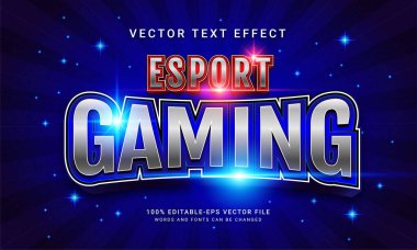 Esport oyun düzenlenebilir mavi renkli metin efekti
