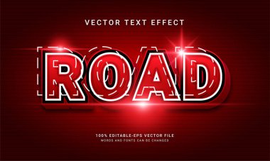 Kırmızı renk ile yol düzenlenebilir metin efekti