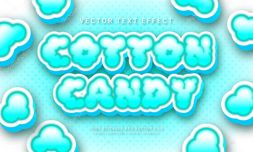 Cotton candy 3d text style effect themed sweet food menu