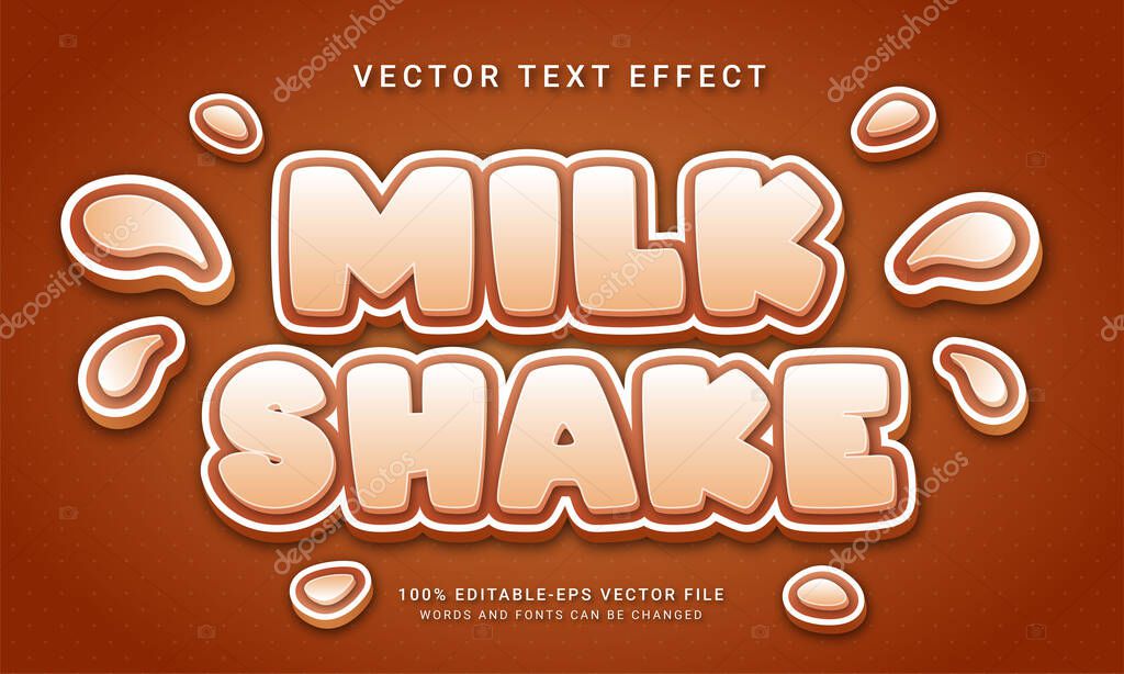 Milk shake 3d text style effect themed sweet drink