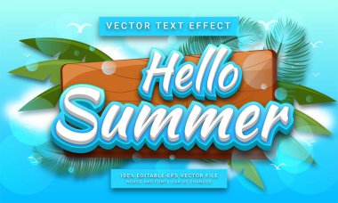 Merhaba yaz mevsimi temalı düzenlenebilir metin efekti