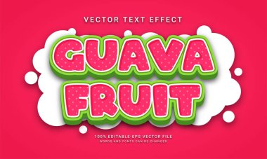 Tropikal meyve temalı Guava meyve düzenlenebilir metin efekti