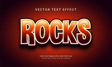 Kırmızı renkli Rock 3d metin tarzı efekti