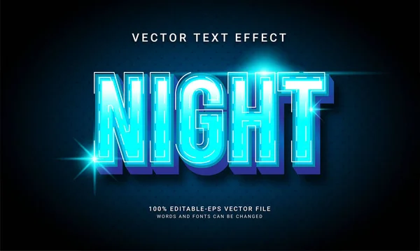 Nachtelijk Bewerkbaar Teksteffect Met Blauw Lichtthema — Stockvector