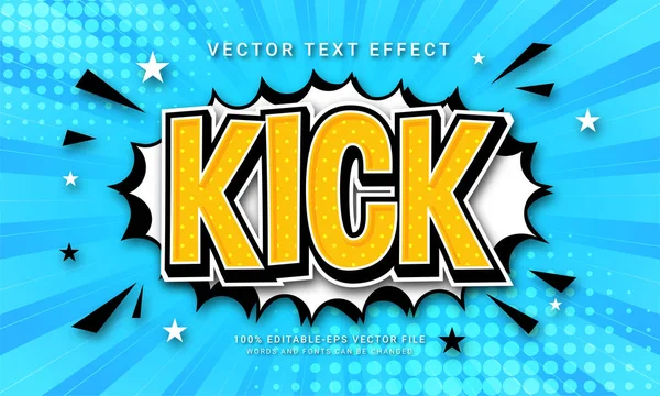 Kick Cartoon Efeito Texto Editável Com Tema Cor Amarela — Vetor de Stock
