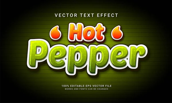Hot Pepper Redigerbar Text Effekt Med Kryddig Mat Meny Tema — Stock vektor