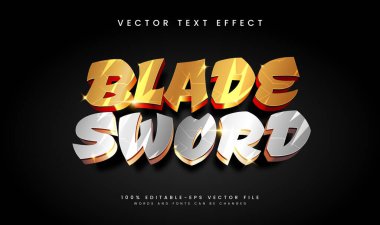 Kılıç, demir çelik temalı düzenlenebilir vektör metin efekti.