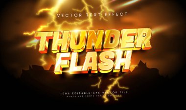 Şimşek şimşeği, sarı renkli düzenlenebilir metin efekti