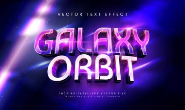 Zarif mor kavramlı 3d galaksi yörüngesi düzenlenebilir vektör metin efekti