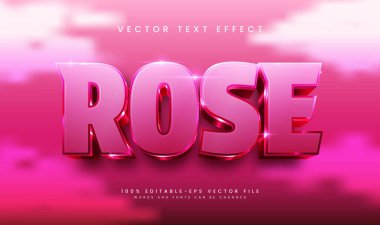 Zarif lüks temalı 3d pembe gül düzenlenebilir vektör metin efekti
