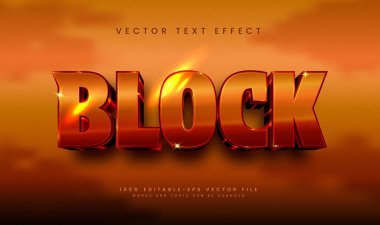 3d Bronz blok minimalist demir pas temalı düzenlenebilir vektör metin efekti