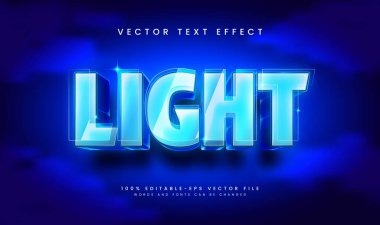 3d Mavi ışık düzenlenebilir vektör metin efekti, mavi parlaklık temalı