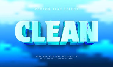 3d Mavi temiz düzenlenebilir vektör metin efekti, doğal taze tema için uygun