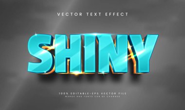 3d Mavi parlak düzenlenebilir vektör metin efekti, modern zarif biçimle