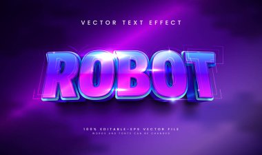 3d Modern robot düzenlenebilir vektör metin efekti, dijital teknoloji kavramı için uygun