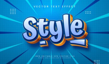 Canlı mavi ve altın renkli 3 boyutlu bir metin efekti. Tamamen düzenlenebilir vektör dosyası.