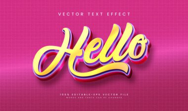 3D altın merhaba mesajı efekti. Düzenlenebilir vektör grafiği. Tasarım projeleri için mükemmel.