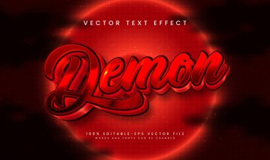Düzenlenebilir kırmızı 3D şeytan mesaj efekti. Vektör grafik tasarımı.