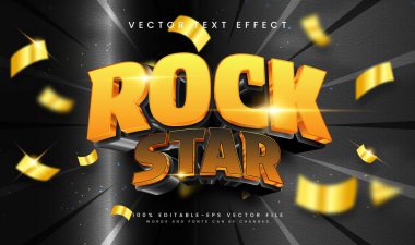 Altından ve siyahtan 'Rockstar' içeren 3B metin efekti tasarımı.