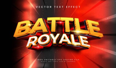 'Battle Royale' için 3D metin efekti tasarımı. Düzenlenebilir vektör dosyası. Cesur, dinamik stil.