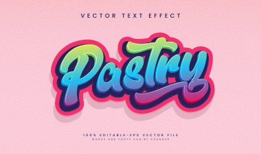 Renkli ve düzenlenebilir hamur işi metin etkisi vektörü. Fırın logoları ve tasarımları için mükemmel..