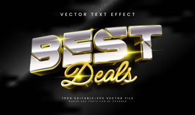 3D metin efekti 'En İyi Anlaşmalar' ı altın ve gümüş olarak gösteriyor. Terfi ve reklam için ideal..