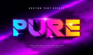 'Pure' kelimesinin kullanıldığı 3D metin efekti tasarımı. Oyun ve eğlence için mükemmel..
