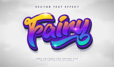 Renkli Peri Düzenlenebilir Metin Efekti. Mutlu Tema İçin Uygun.