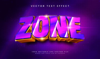 3d Zarif Bölge Düzenlenebilir Vektör Metin Efekti. Gece Olayına Uygun.