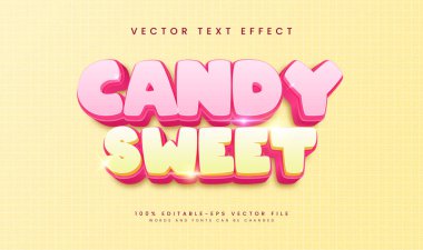 Candy Sweet, Düzenlenebilir Metin Efekti. Lezzetli Tatlı Yemekler İçin Uygun.