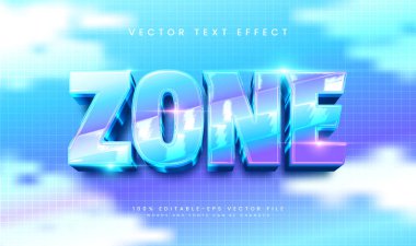 3d Renkli Modern Bölge, Düzenlenebilir Vektör Metin Efekti. Zarif Teknoloji Konsepti.