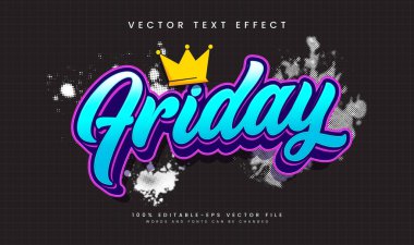 Mavi Cuma graffiti, düzenlenebilir vektör metin efekti. Sokak sanatı teması için uygun.