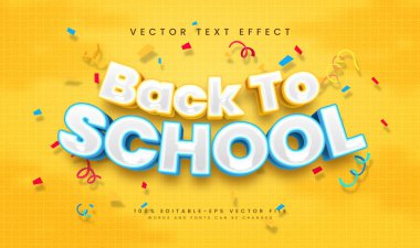Back to school, editable vector text effect. Suitable for education or studies themes.