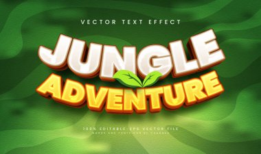 Orman macerası, düzenlenebilir vektör metin efekti. Tropikal ve doğal konular için uygundur..