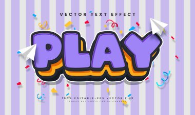 Düzenlenebilir vektör metin efektini çal. Mor mizah konsepti, mutlu tema için uygun.