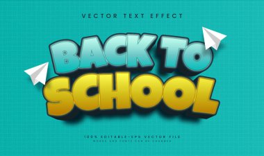 Back to school, editable vector text effect. Suitable for education or study themes.