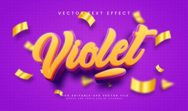 Mor menekşe, düzenlenebilir vektör metin etkisi. Zarif senaryo, iş başlığı için uygun.